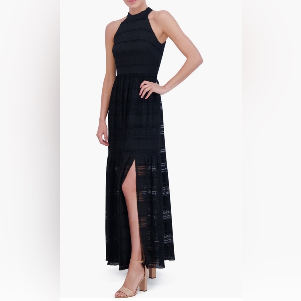 NWT Eliza J Lace Inset Maxi Dress Black 12